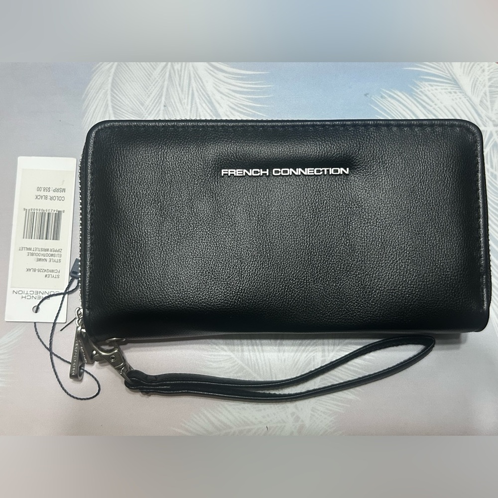 French Connection Woman Zip-Around Wristlet Wallet.